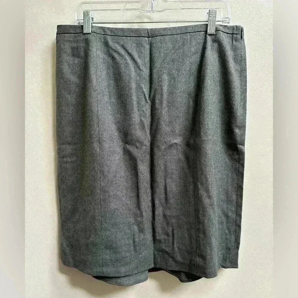 NEW Talbots Petite Wool Pencil Skirt 14P Grey w/ Back Ruffle Professional Office